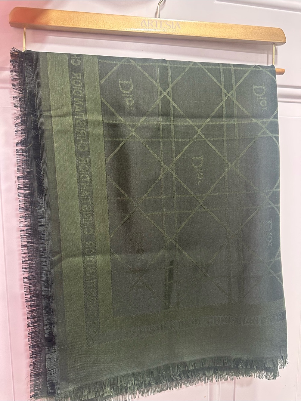 D logo green scarf shawl wrap 55” x 55”
